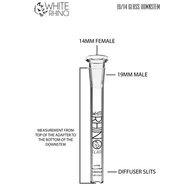 White Rhino 19/14 Glass On Glass Downstem 7 Sizes | 49 Count Display