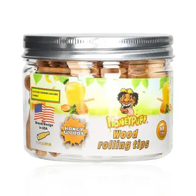 HONEYPUFF WOOD ROLLING TIPS JAR | 60 Count