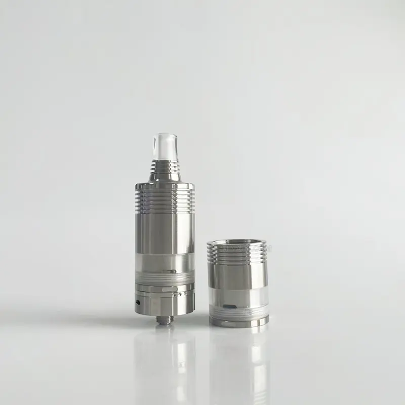 RekaVape By-ka V9+ Plus Style MTL RTA Atomizer w/ Combi Tank Tube - Silver, 5.0ml, Air Pins 1.2 / 1.4 / 1.7mm, 22mm Diameter