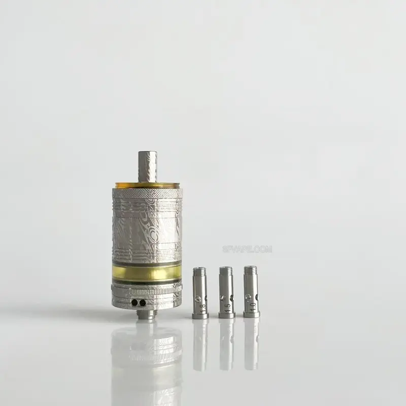 RekaVape Old School Ost R Dama Style MTL RTA Atomizer - Silver, 316SS + PEI, Air Pin 1.0, 1.2, 1.5, 1.8mm, 4.5ml, 22mm Diameter