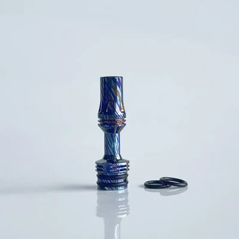 RekaVape Four One Five 415 Tombo Giri Style MTL 510 Drip Tip - Titanium Damascus