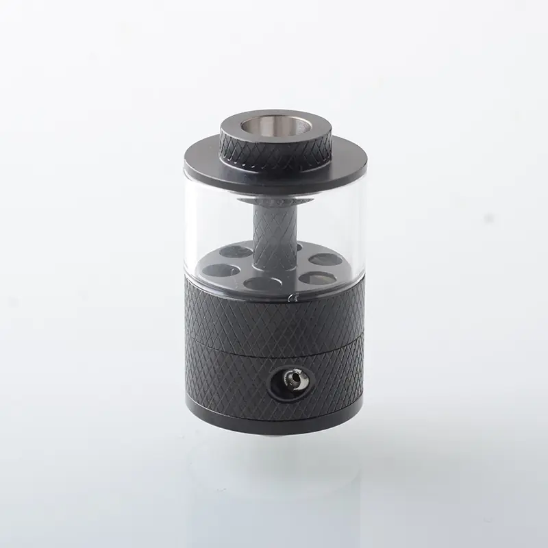 Empire V Style RTA Rebuildable Tank Atomizer with knurling Surface - Black, 23mm Diameter