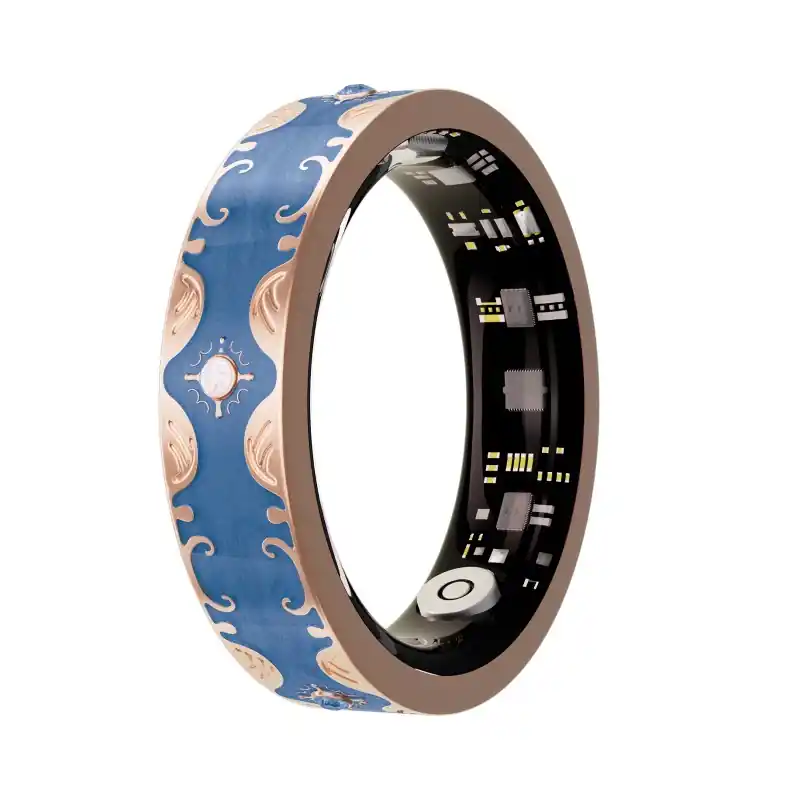 Smart Ring V10 Fitness Tracker with Heart Rate & Blood Oxygen Monitor Sapphire Blue, Size 9 - New Gadgets