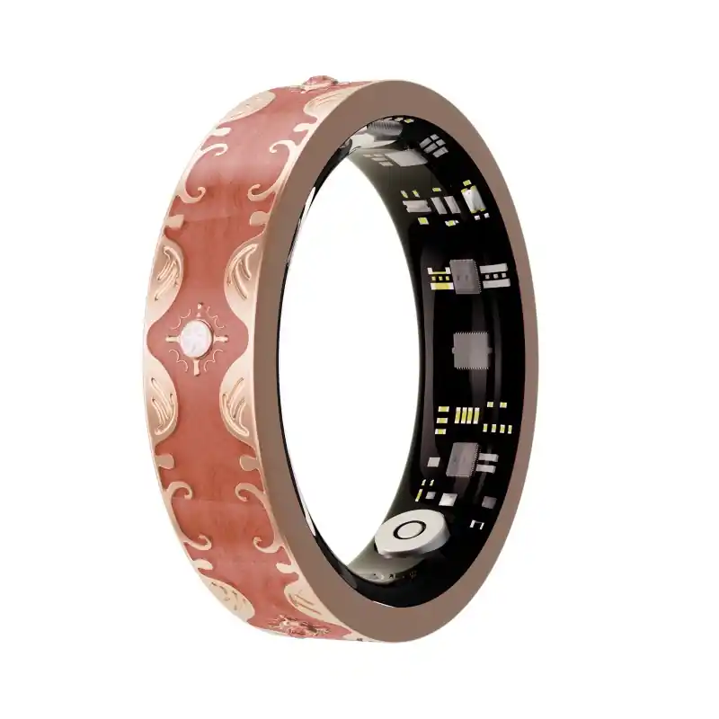 Smart Ring V10 Fitness Tracker with Heart Rate & Blood Oxygen Monitor Coral Orange, Size 9 - New Gadgets