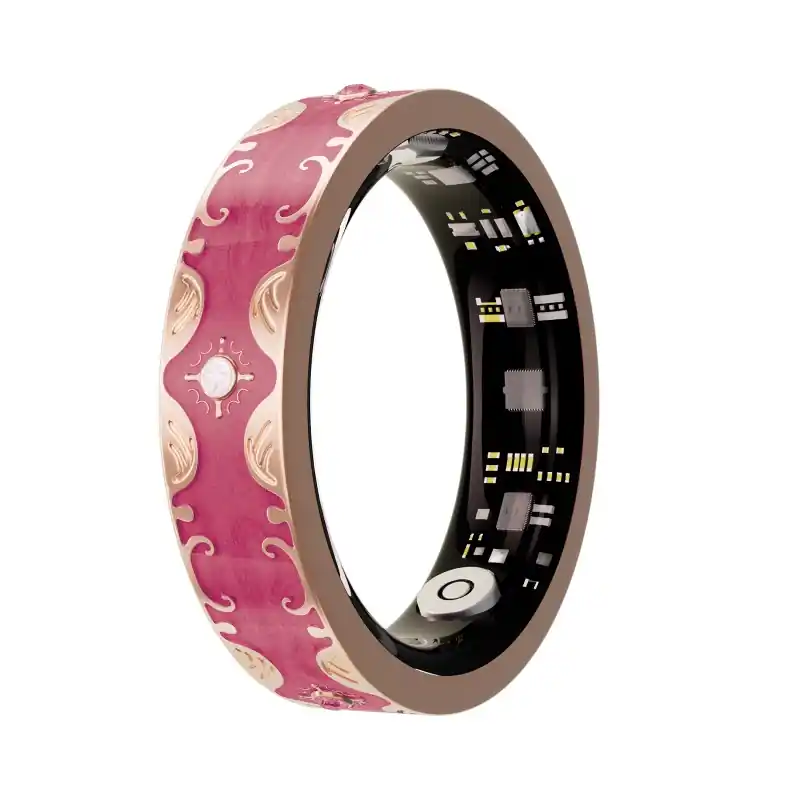 Smart Ring V10 Fitness Tracker with Heart Rate & Blood Oxygen Monitor Brilliant Rose Red, Size 7 - New Gadgets
