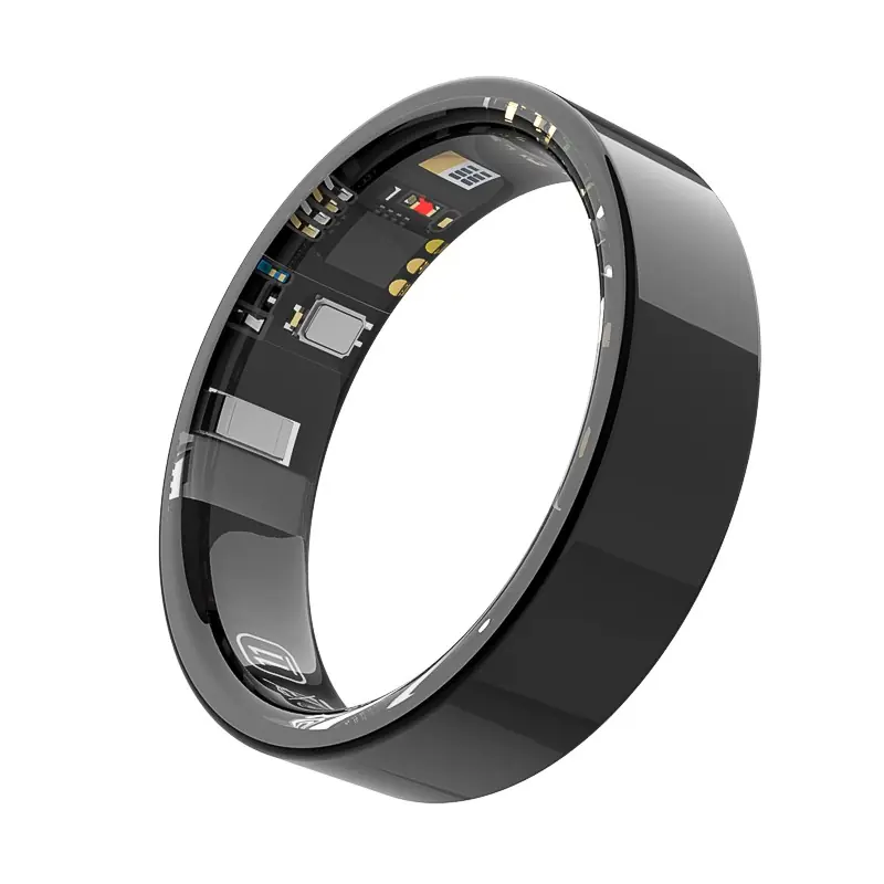 TK5 Smart Ring Health Tracker Waterproof Heart Rate Blood Oxygen Sleep Monitor with Charging Case - Black, Size 13