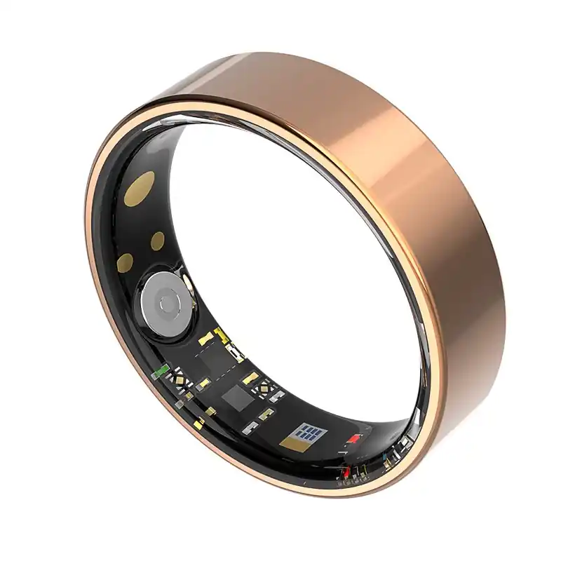 TK5 Smart Ring Health Tracker Waterproof Heart Rate Blood Oxygen Sleep Monitor with Charging Case - Rose Gold, Size 12