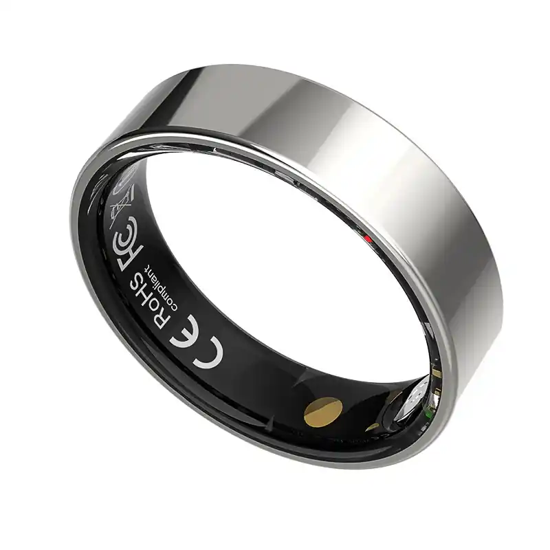 TK5 Smart Ring Health Tracker Waterproof Heart Rate Blood Oxygen Sleep Monitor with Charging Case - Silver, Size 11