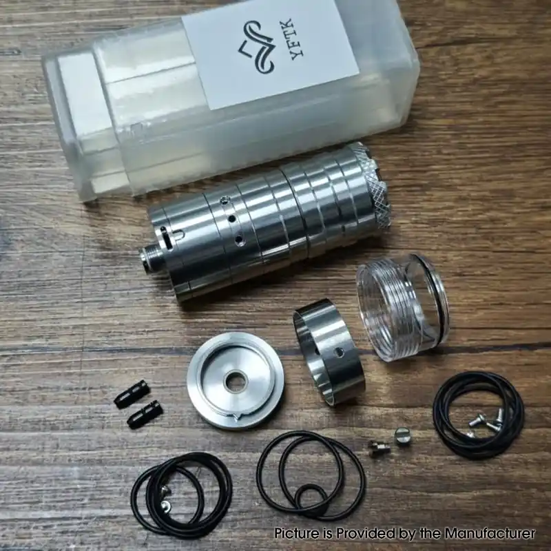 YFTK V3 Style RTA Rebuildable Tank Atomizer - Silver, 4.8ml, MTL / DL, 23mm
