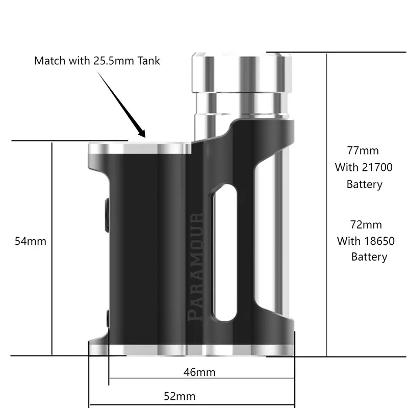 Authentic MECHVAPE x EVOLV Paramour DNA80C 80W SBS Box Mod - Purple Black, VW 1~80W, 1 x 18650 / 21700, Evolv DNA80C Chip