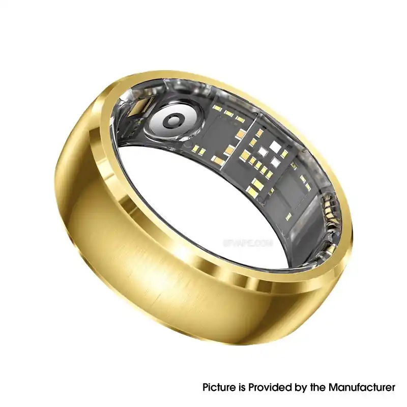 SY15 Smart Ring Health Monitor with Charging Case Heart Rate Blood Oxygen Sleep Tracking Finger Ring - Gold, Size 8
