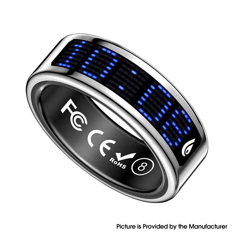 SR16 Digital Display Smart Ring Sleep Tracking Blood Oxygen Heart Rate Monitor with Charging Case - Silver, Size 13