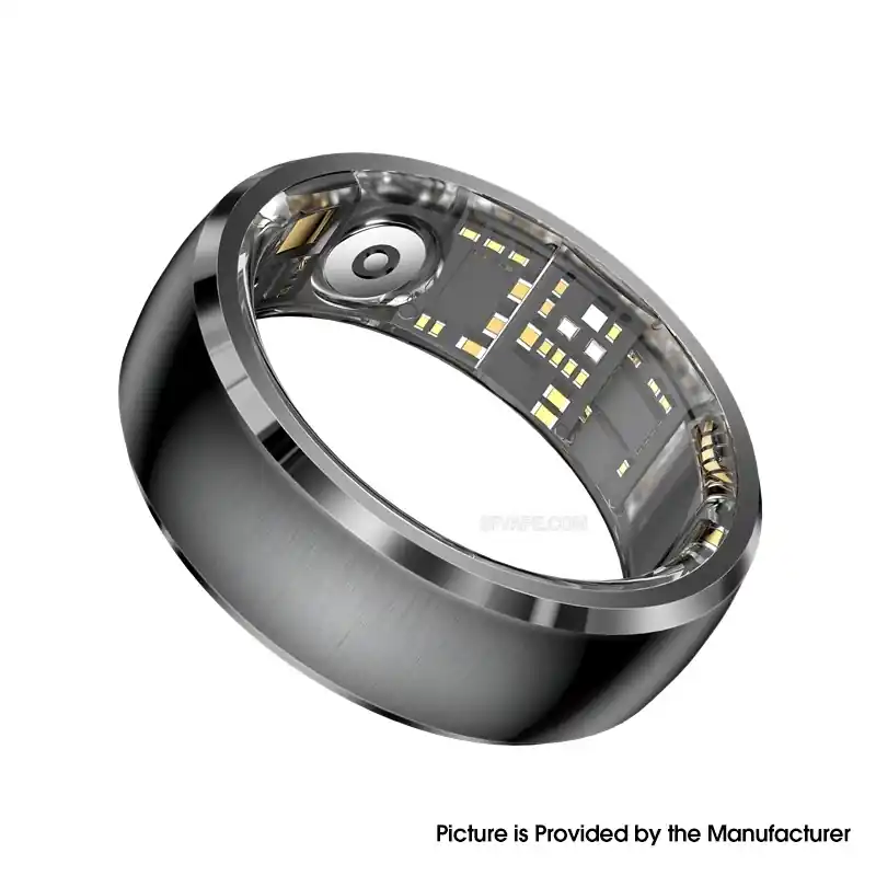 SY15 Smart Ring Health Monitor with Charging Case Heart Rate Blood Oxygen Sleep Tracking Finger Ring - Black, Size 8