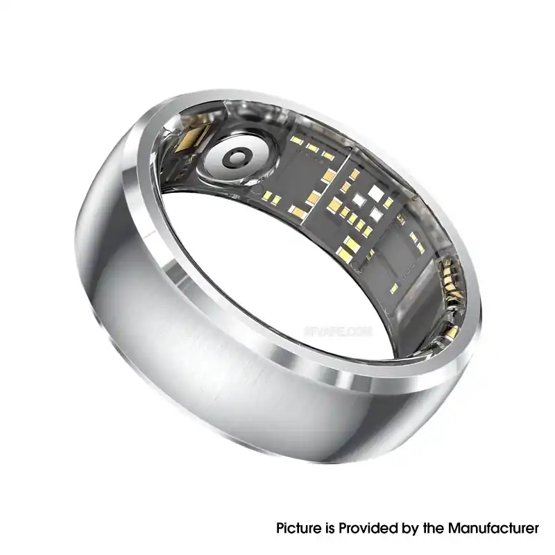 SY15 Smart Ring Health Monitor with Charging Case Heart Rate Blood Oxygen Sleep Tracking Finger Ring - Silver, Size 7
