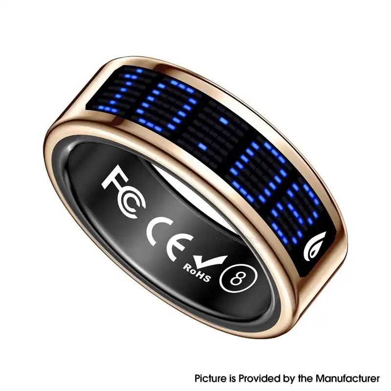SR16 Digital Display Smart Ring Sleep Tracking Blood Oxygen Heart Rate Monitor with Charging Case - Rose Gold, Size 12