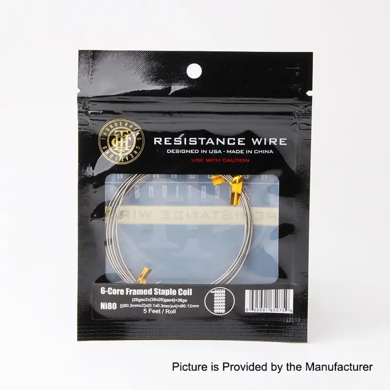 Authentic ThunderHead Creations 6-Core Framed Staple Ni80 Resistance Wire - [28GA x 2 x (38 x 28)GA x 4] + 36GA (5 Feet)