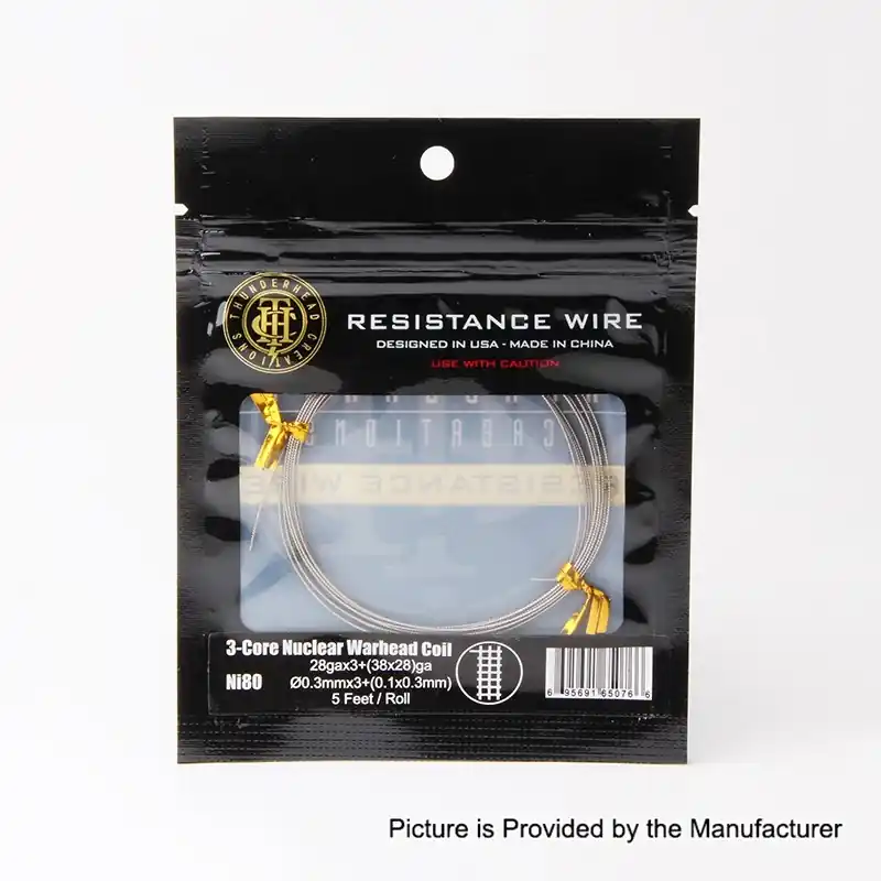 Authentic ThunderHead Creations 3-Core Nuclear Warhead Ni80 Resistance Wire - 28GA x 3 + (38 x 28)GA (5 Feet)