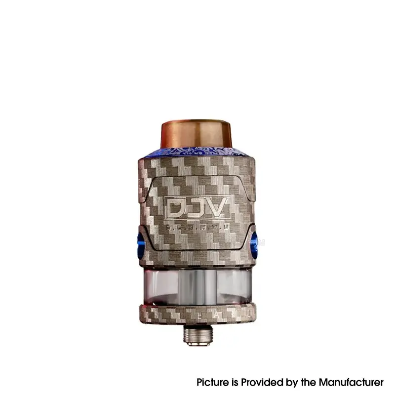 Authentic DEJAVU RDTA V2 Rebuildable Dripping Tank Atomizer - Fiber Engrave Blue, 5.2ml, 26mm Diameter