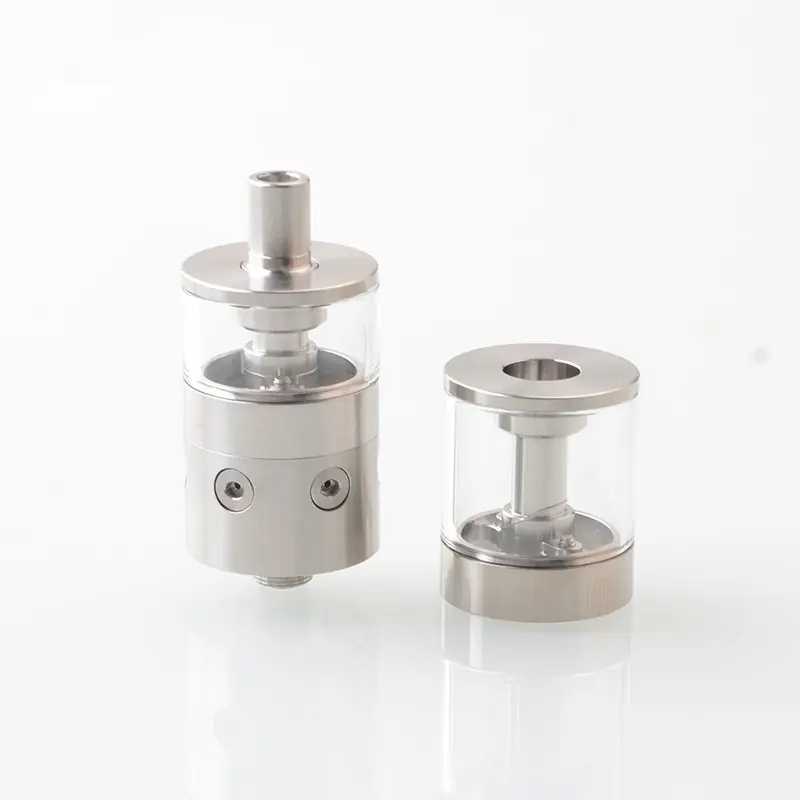 pNeumatyca Style RTA Rebuildable Tank Atomizer with 4.2ml Tank Tube - Silver, SS + Glass, 3.5ml, 22mm Diameter