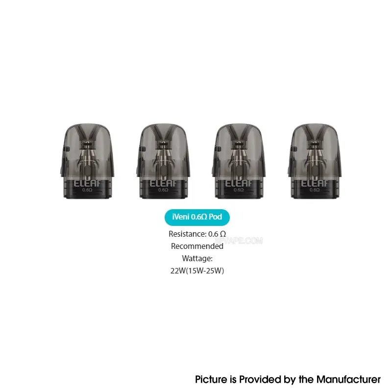 [Ships from Bonded Warehouse] Authentic Eleaf iVeni Pod Cartridge for iVeni SE, iVeni Lite, iVeni Duo Kit - 2ml, 0.6ohm (4 PCS)