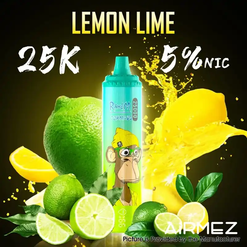[Ships from EU-1 Warehouse] Authentic AiRMEZ Tornado 25k Disposable Vape Kit - Lemon & Lime, 650mAh, 25ml, 50mg