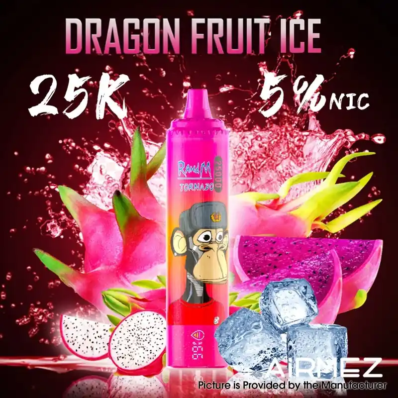 [Ships from EU-1 Warehouse] Authentic AiRMEZ Tornado 25k Disposable Vape Kit - Dragon Fruit Ice, 650mAh, 25ml, 50mg