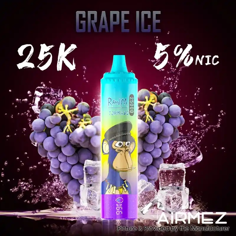 [Ships from EU-1 Warehouse] Authentic AiRMEZ Tornado 25k Disposable Vape Kit - Grape Ice, 650mAh, 25ml, 50mg