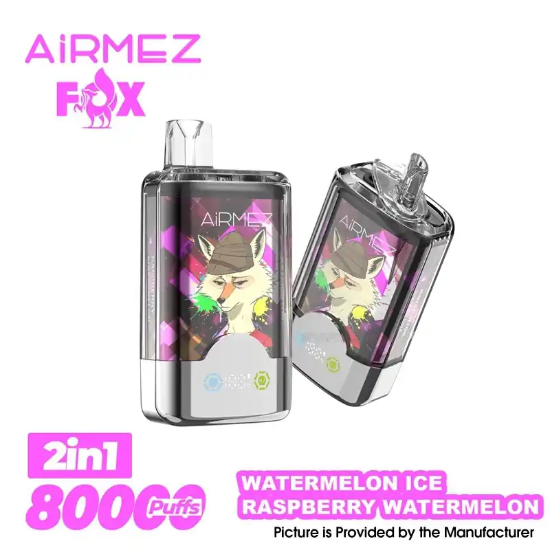 [Ships from EU-1 Warehouse] Authentic AiRMEZ FOX 2 IN 1 80K Disposable Vape Kit - Watermelon Ice + Raspberry Watermelon, 650mAh
