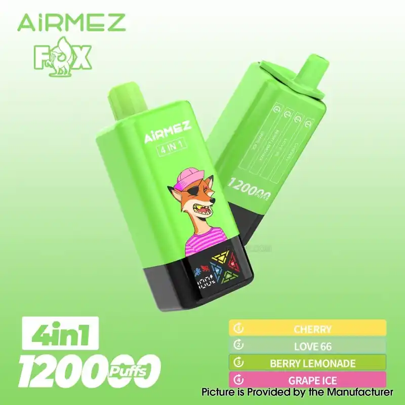 [Ships from EU-1 Warehouse] Authentic AiRMEZ Fox 4in1 120K Disposable Vape Kit - Cherry + Love 66, 650mAh, 60ml, 50mg