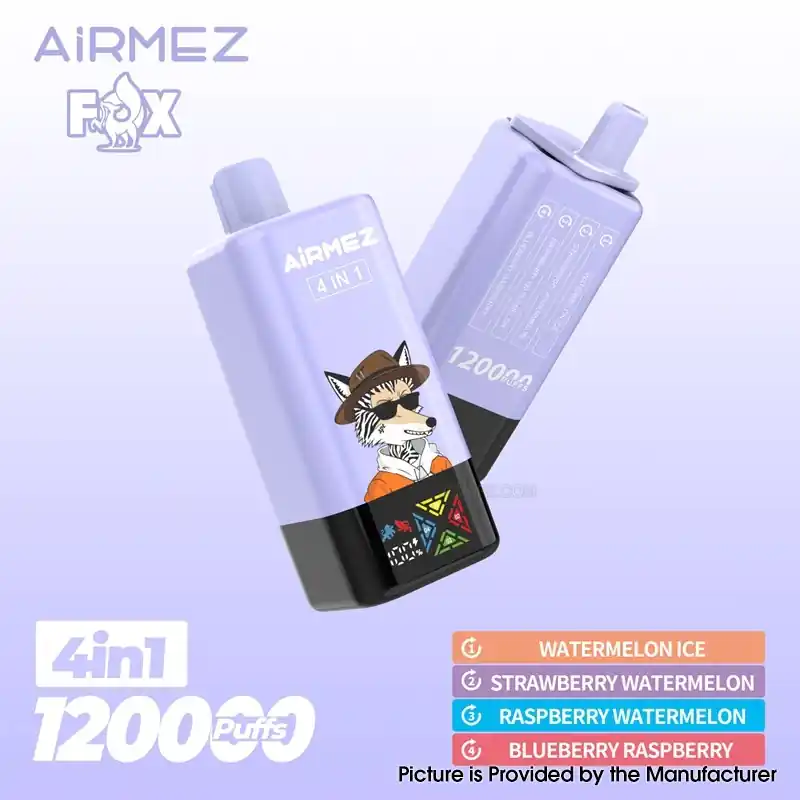 [Ships from EU-1 Warehouse] Authentic AiRMEZ Fox 4in1 120K Disposable Vape Kit - Watermelon Ice, 650mAh, 60ml, 50mg