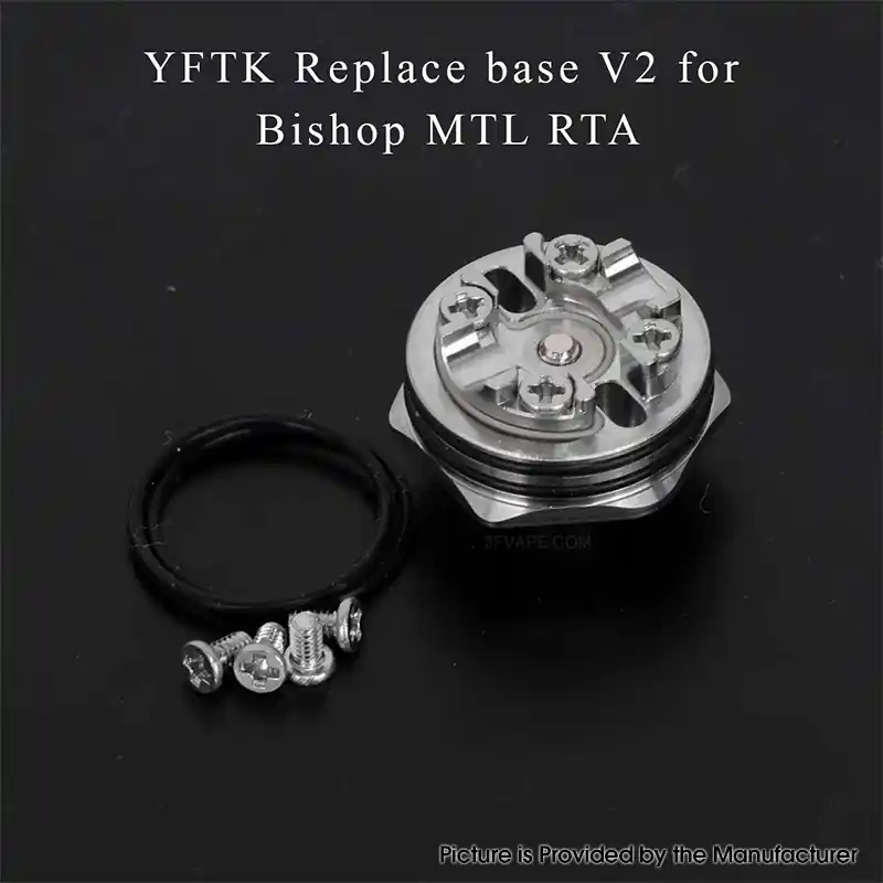 YFTK Replacement Base Deck V2 for Ambition Mods Bishop MTL RTA Atomizer 2.0ml / 4.0ml - Silver