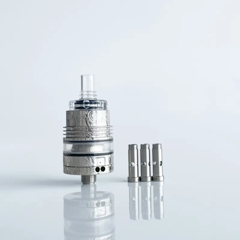Rekavape Ost Old School Style DL RTA F-Dama Atomizer - Silver + Translucent, 316SS + PCTG, 3ml, Air Pin 2, 2.5, 3, 3.5mm, 22mm