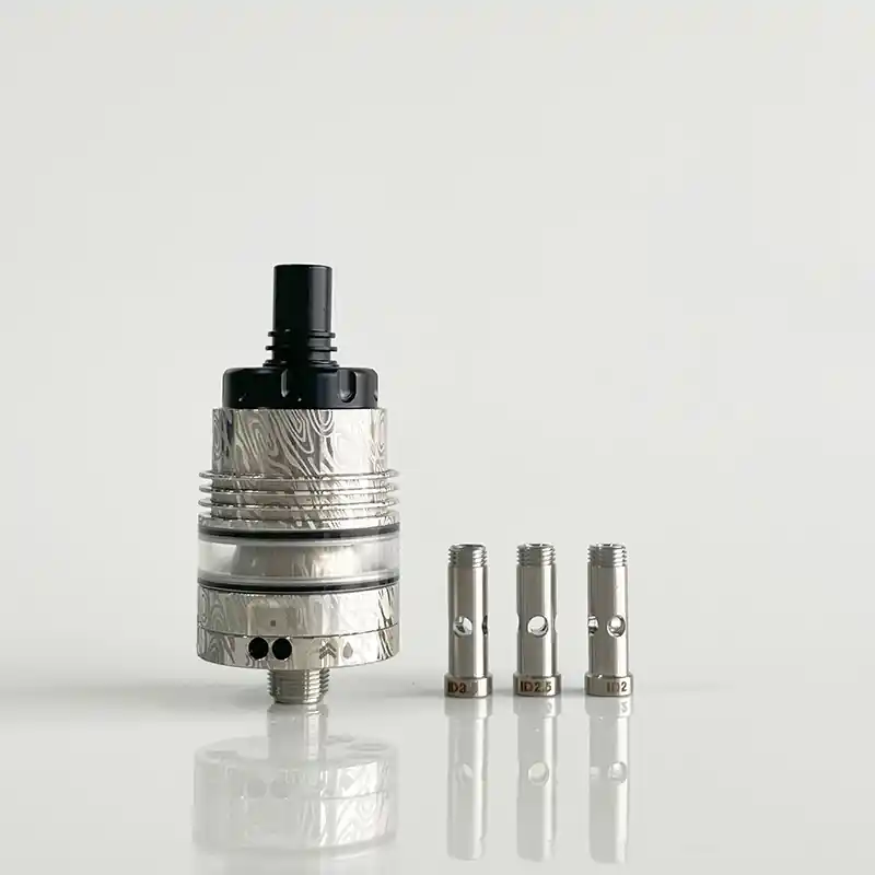 Rekavape Ost Old School Style DL RTA F-Dama Atomizer - Silver + Black, 316SS + POM + PCTG, 3ml, Air Pin 2, 2.5, 3, 3.5mm, 22mm
