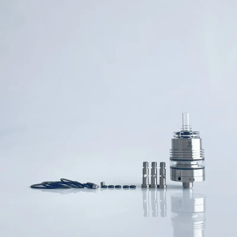 Rekavape Upgraded Monarchy OST Old School Style Tank RTA Atomizer - Silver + Translucent, 3ml, Air Pin 1, 1.2, 1.5, 1.8mm, 22mm