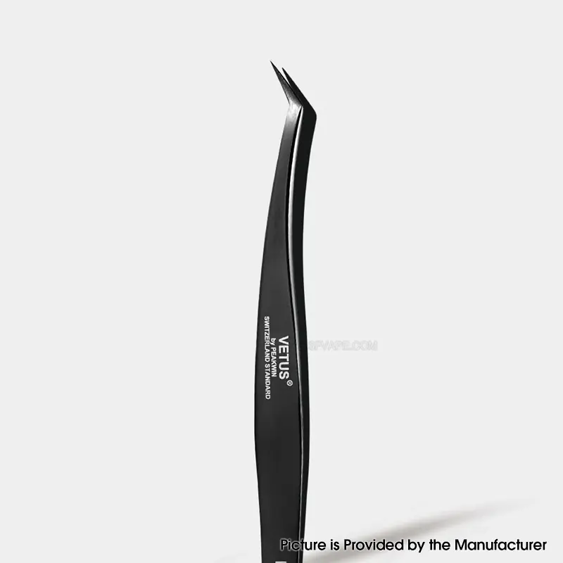 Authentic VETUS MCS-19 Angled Fine Tip Volume Eyelash Extension Tweezer Angled Tip for Volume Precision Tweezers - Black