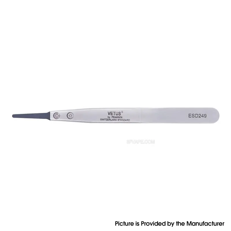 Authentic VETUS ESD-249 Exchange Tip Electro Static Discharge Safe Stainless Tweezers Rounded Tips