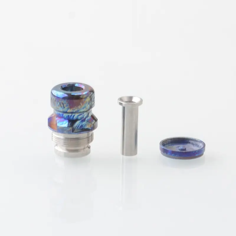 Rekavape Mission XV Mini Nuke V2 Style Integrated Drip Tip + Fire Button Set for dotMod dotAIO V2 Pod - Ebtropic, Titanium + SS