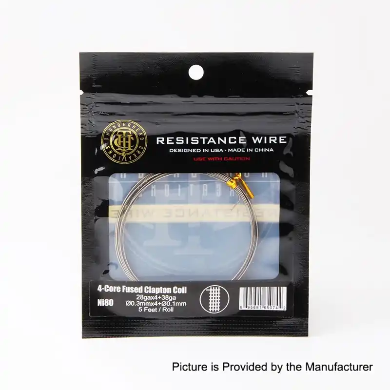 Authentic ThunderHead Creations 4-Core Fused Clapton Ni80 Resistance Wire - 28GA x 4 + 38GA (5 Feet)