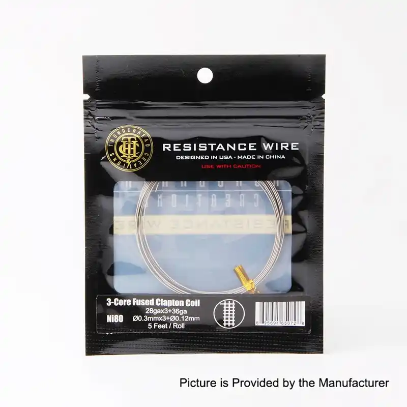 Authentic ThunderHead Creations 3-Core Fused Clapton Ni80 Resistance Wire - 28GA x 3 + 36GA (5 Feet)