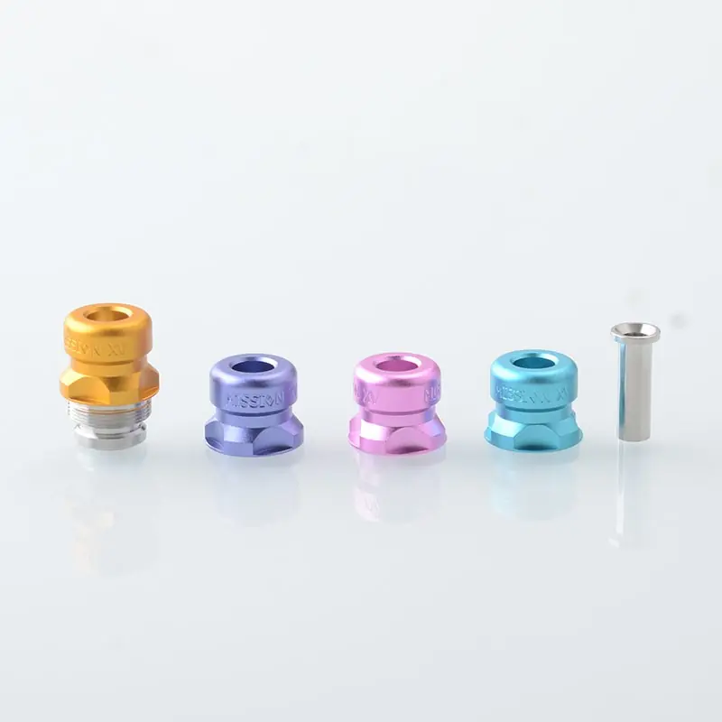 Mission Tips V2 Mini Nuke Style Drip Tip Set for dotMod dotAIO V1 / V2 Pod - Purple + Pink + Gold + Blue, SS + Aluminum